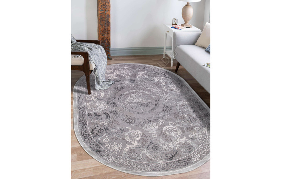 Ковер турецкий овальный 03760A GREY - коллекция ARMINA