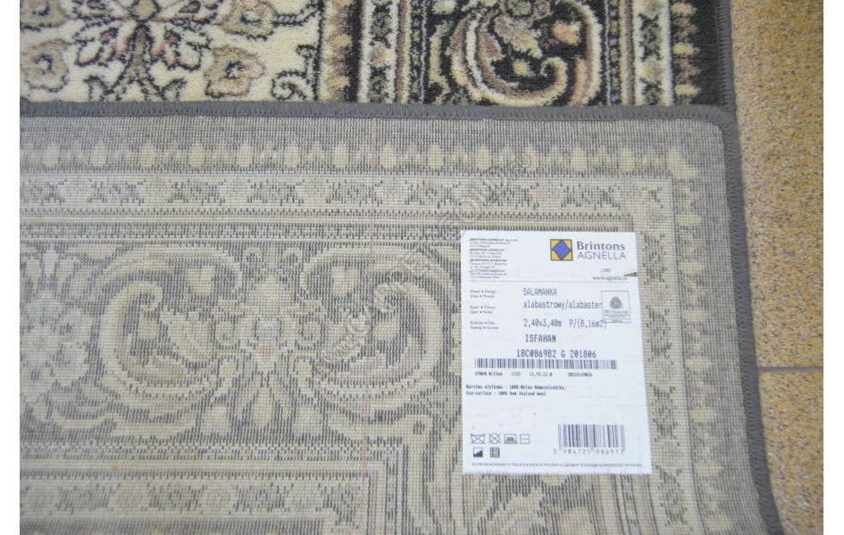Шерстяной ковёр salamanka alabaster серого цвета